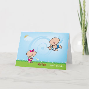 Kupid med pilen Valentine Kärlek Card Helgkort