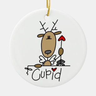 Kupid Reindeer, julskjortor och julklappar Julgransprydnad Keramik
