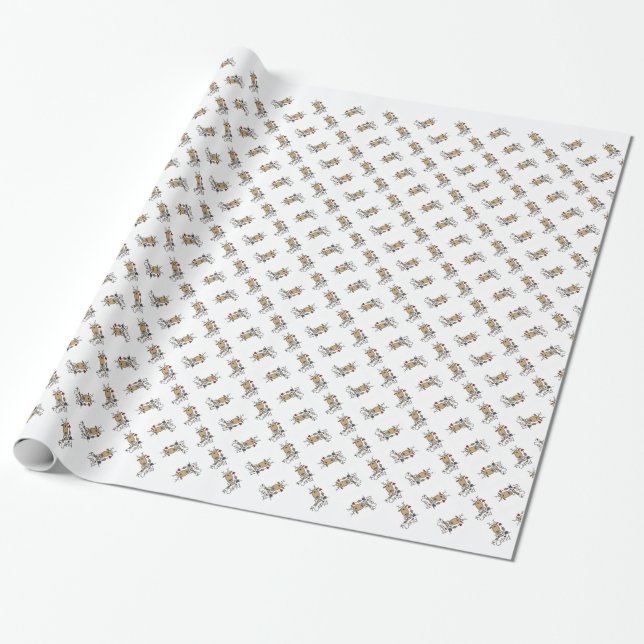 Kupidoreindeer och presenter presentpapper (Utrullad)