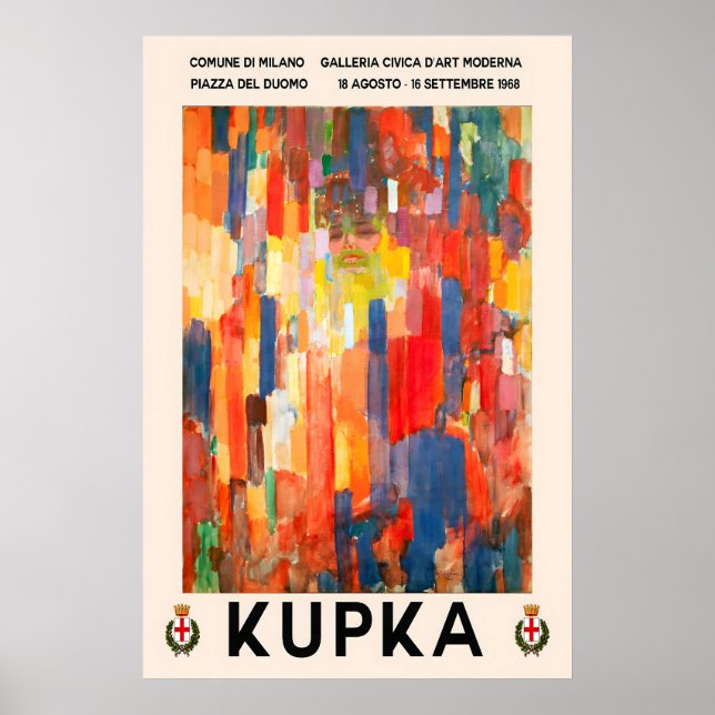 Kupka Abstrakt Konsttryck 1968 Milano Utställning Poster (Framsidan)