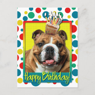 Kupkaka från födelsedagen - Bulldog - Mörk Vykort