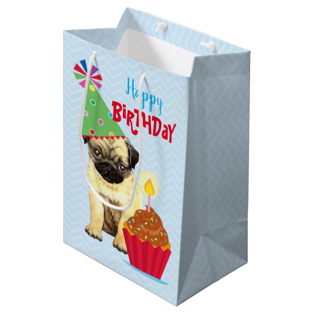 Kupkaka Pug Medium Gift Bag (Framsidan Vinklad)