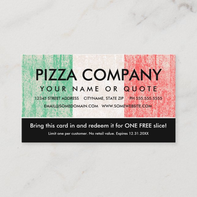 kupong för italiensk pizzabit (Framsida)