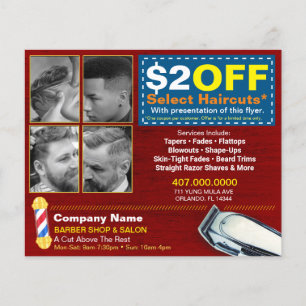 Kupongmall för Barber Shop & Salon Anpassade Flygblad