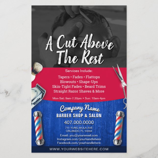 Kupongmall för Barber Shop & Salon Anpassade Flygblad (Framsidan)