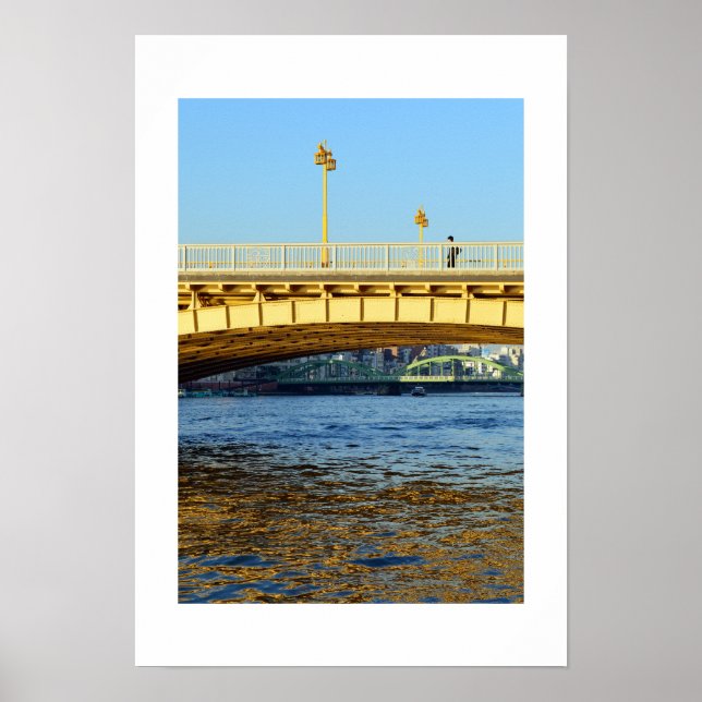 Kuramae Bridge: Sumida River, Tokyo Poster (Framsidan)