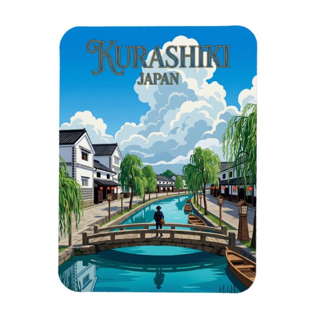 Kurashiki Bikan historiska kvarteret Japan Magnet (Vertikal)