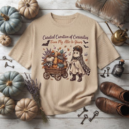 Kuraterad Kuratering av Kuriosa Spöke & Pumpa Wa T Shirt
