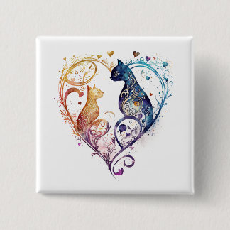 kuraudea gullig katt hjärtformad knapp