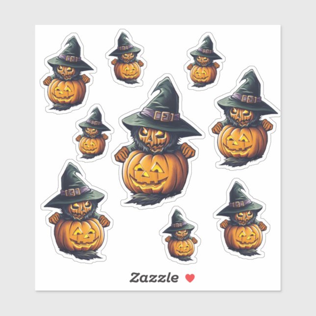 Kürbishexe im Katzenkostüm -  Klistermärken (Ark)