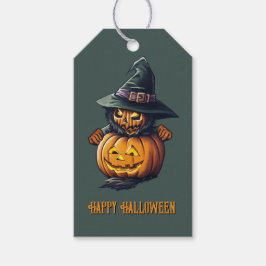Kürbishexe im Katzenkostüm -  Presentetikett
