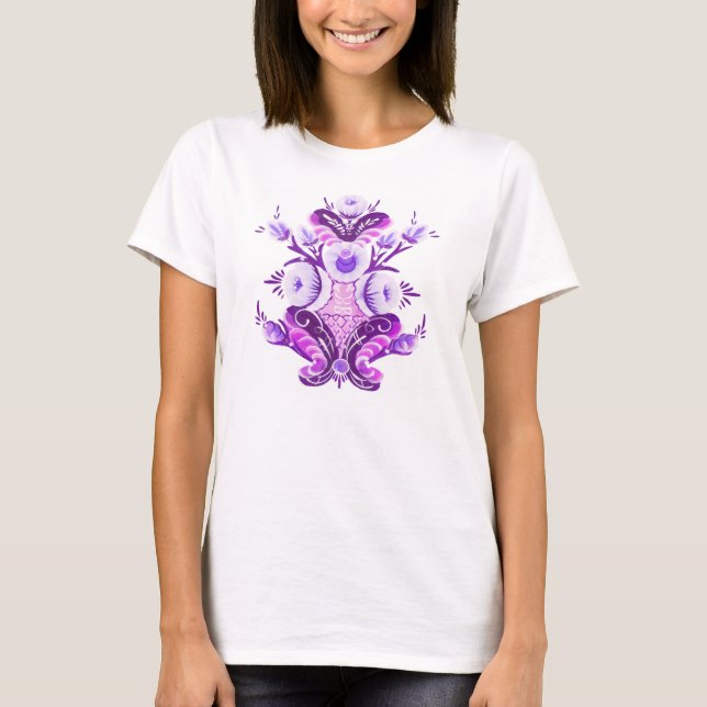 Kurbits flower design for women. tee shirt (Framsida)