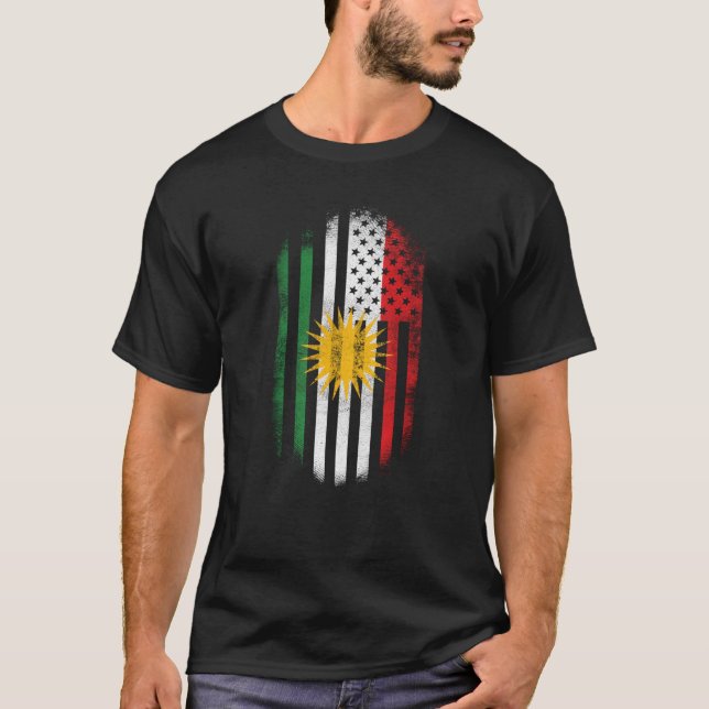 Kurdish amerikanska flaggan   Kurdistan och USA T Shirt (Framsida)
