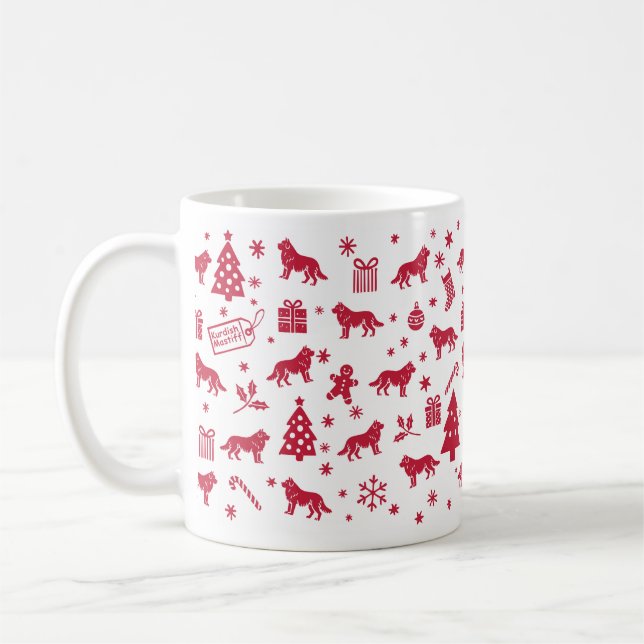 Kurdisk Mastiff-juldesign Kaffemugg (Vänster)