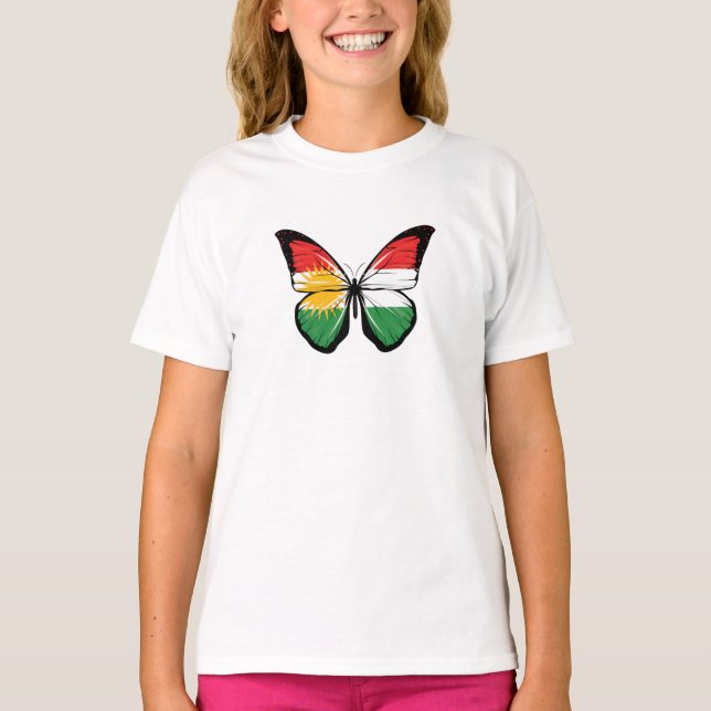 Kurdistan Butterfly Flagga T Shirt (Framsida)