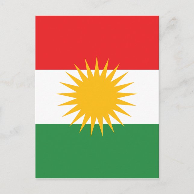 Kurdistan-flagga (Alay Kurdistan eller Alaya Rengî Vykort (Framsida)