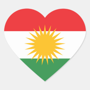 Kurdistan Flagga Hjärtformat Klistermärke