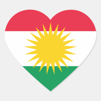 Kurdistan Flagga Hjärtformat Klistermärke