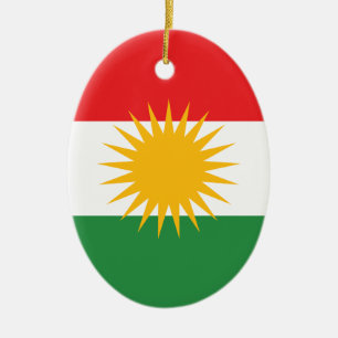 Kurdistan Flagga Julgransprydnad Keramik