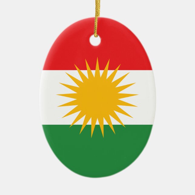 Kurdistan Flagga Julgransprydnad Keramik (Framsidan)