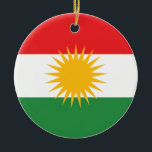 Kurdistan Flagga Julgransprydnad Keramik<br><div class="desc">Kurdistans Flagga Ornament</div>