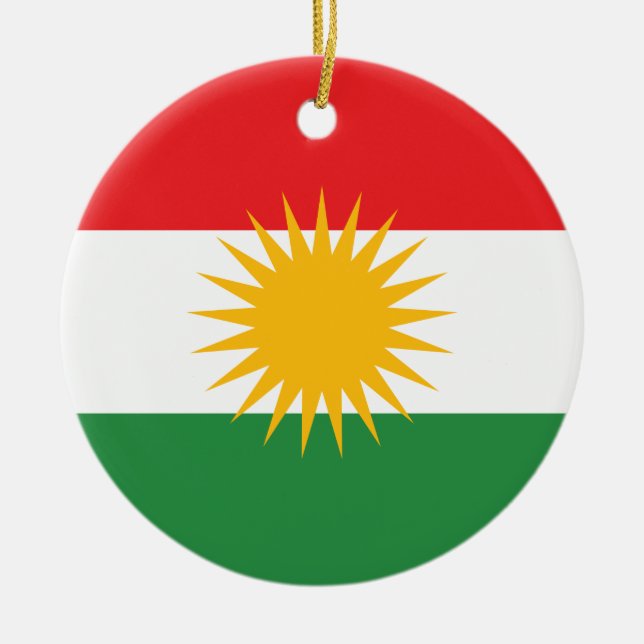 Kurdistan Flagga Julgransprydnad Keramik (Framsidan)