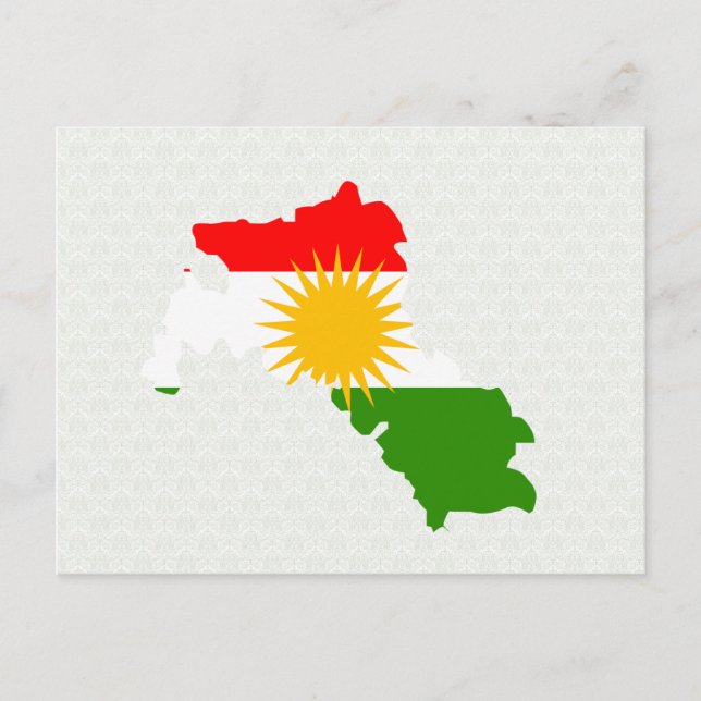 Kurdistan Flagga Karta fullt storlek Vykort (Framsida)