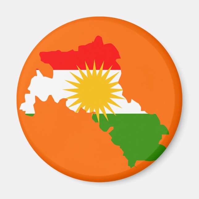 Kurdistan flagga karta magnet (Framsidan)