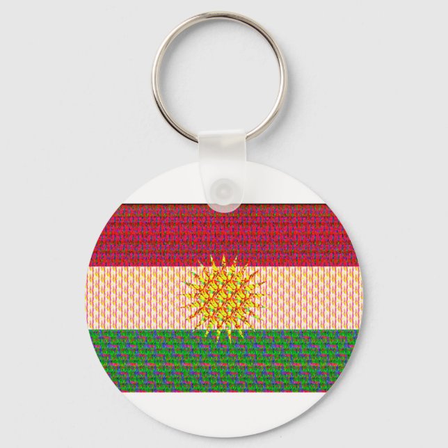 Kurdistan Flagga Psychedelic Nyckelring (Framsida)