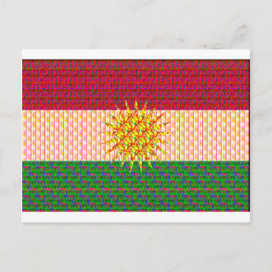 Kurdistan Flagga Psychedelic Vykort