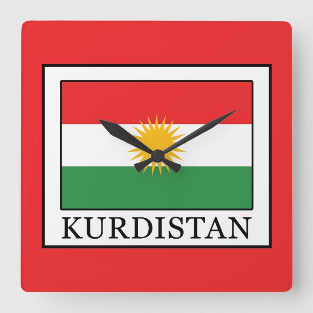 Kurdistan Fyrkantig Klocka (Framsida)