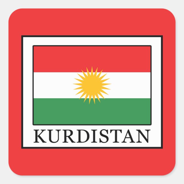 Kurdistan Fyrkantigt Klistermärke (Framsida)