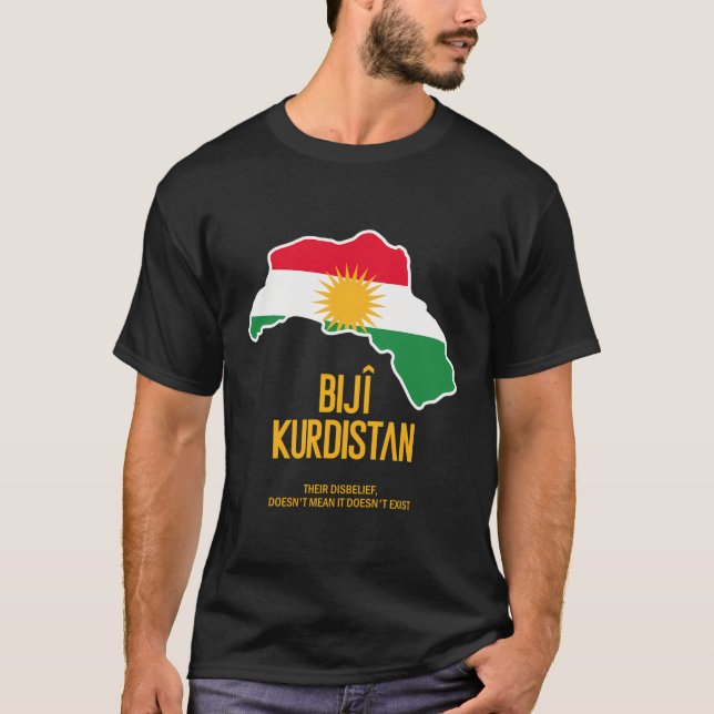 Kurdistan Karta Flagga I Biji Kurdistan Kurdisk de T Shirt (Framsida)