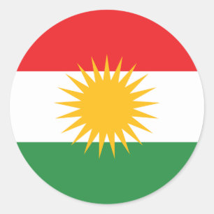 Kurdistan; Kurd; kurdiska; kurdiska flagga Runt Klistermärke