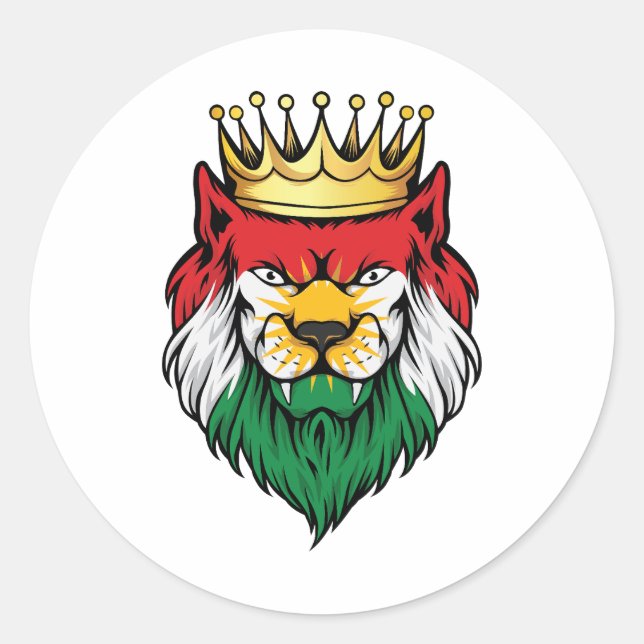 Kurdistan Lejonare Kung Flagga Runt Klistermärke (Framsida)