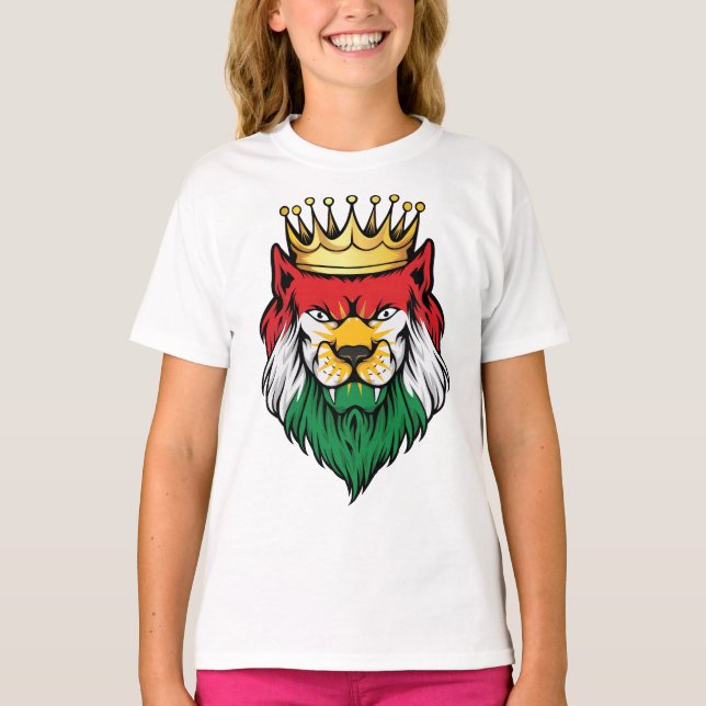 Kurdistan Lejonare Kung Flagga T Shirt (Framsida)