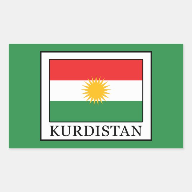 Kurdistan Rektangulärt Klistermärke (Framsida)