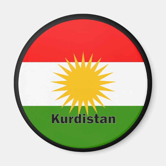Kurdistan Roundel Flagga Magnet (Framsidan)