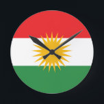 kurdistan rund klocka<br><div class="desc">Flagga av Kurdistan. Kurdiska Flagga: Alay Kurdistan kallade också Alaya Rengîn "Den färgstarka Flagga") för första gången under den kurdiska självständigheten i republiken Mahabad. Den används för närvarande som flagga för officiell i den autonoma regionen Kurdistan i Irak, som kontrolleras av den regionala regeringen i Kurdistan. flagga är förbjuden i...</div>