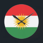 kurdistan rund klocka<br><div class="desc">Flagga av Kurdistan. Kurdiska Flagga: Alay Kurdistan kallade också Alaya Rengîn "Den färgstarka Flagga") för första gången under den kurdiska självständigheten i republiken Mahabad. Den används för närvarande som flagga för officiell i den autonoma regionen Kurdistan i Irak, som kontrolleras av den regionala regeringen i Kurdistan. flagga är förbjuden i...</div>
