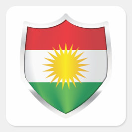 Kurdistan Silver Shield Flagga Fyrkantigt Klistermärke