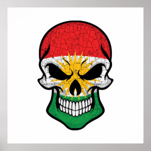 Kurdistan Smiling Skull Flagga Poster