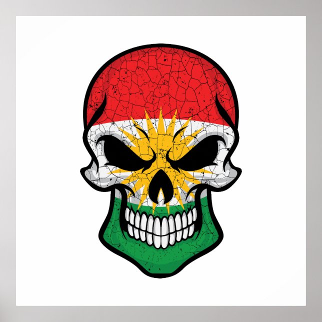 Kurdistan Smiling Skull Flagga Poster (Framsidan)