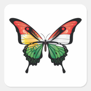 Kurdistan Swallowtail Butterfly Flagga Fyrkantigt Klistermärke