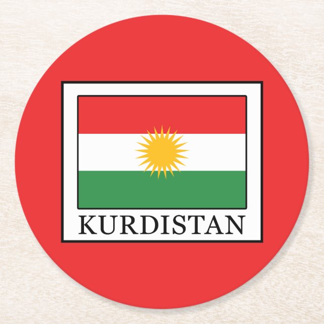 Kurdistan Underlägg Papper Rund (Framsidan)