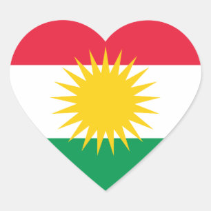 Kurdistanflagga Hjärtformat Klistermärke