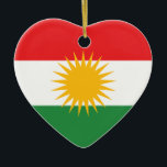 Kurdistanflagga Julgransprydnad Keramik<br><div class="desc">Prydnad för Kurdistanflaggahjärta</div>