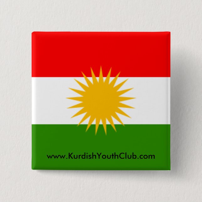 Kurdistanflagga knäppas knapp (Framsida)