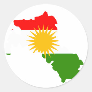 Kurdistanflaggakarta Runt Klistermärke