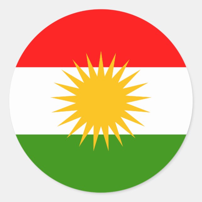 Kurdistans Flagga av hög kvalitet Runt Klistermärke (Framsida)